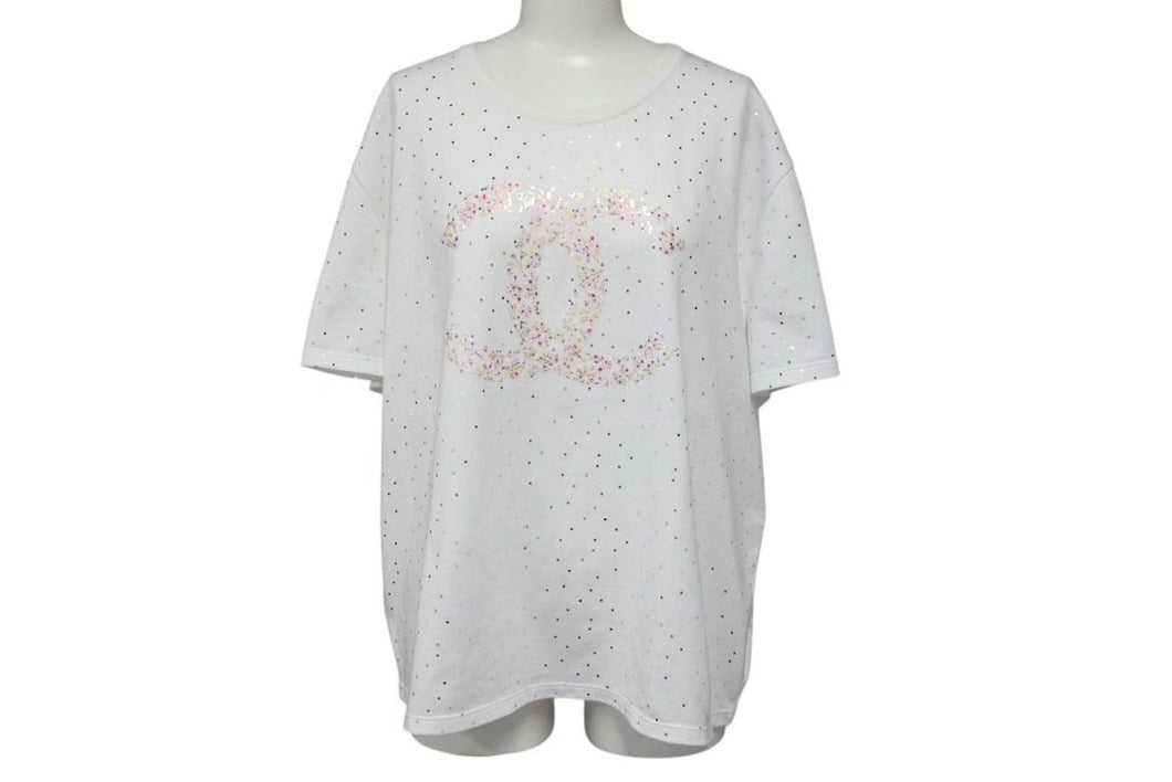新品未使用 CHANEL シャネル 半袖Ｔシャツ ラージココマーク 花柄 P70446K10042 ホワイト コットン サイズ50 中古 4b000856