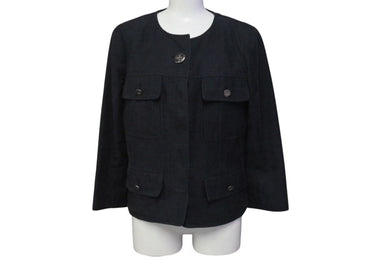 CHANEL シャネル ジャケット ココマーク ロゴ ボタン 06P P28166V18378 ブラック シルク サイズ38 美品 中古 4b000858