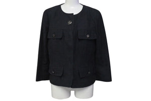 CHANEL シャネル ジャケット ココマーク ロゴ ボタン 06P P28166V18378 ブラック シルク サイズ38 美品 中古 4b000858