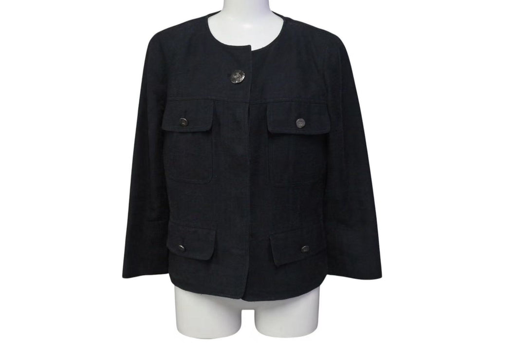 CHANEL シャネル ジャケット ココマーク ロゴ ボタン 06P P28166V18378 ブラック シルク サイズ38 美品 中古 4b000858
