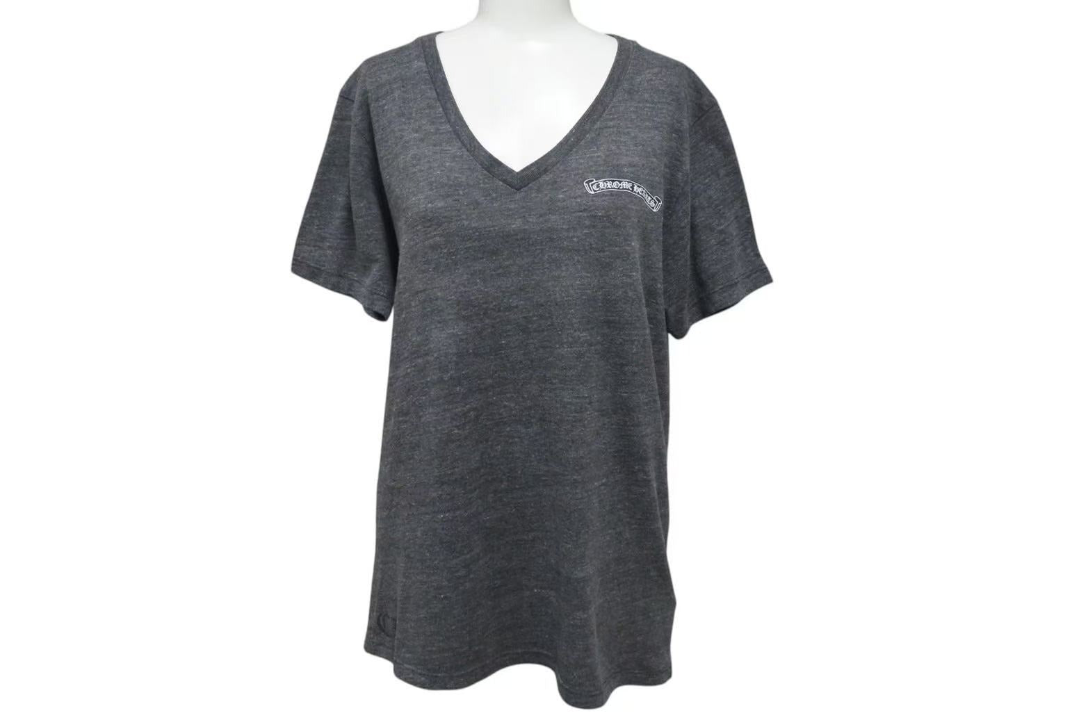 CHROME HEARTS クロムハーツ アーチロゴVネック 半袖Tシャツ コットン 