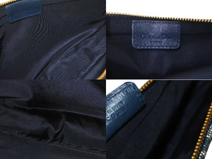 極美品 Christian Dior クリスチャンディオール トロッター サドルポーチ ワンショルダーバッグ MC0091 ネイビー 中古 4b000867