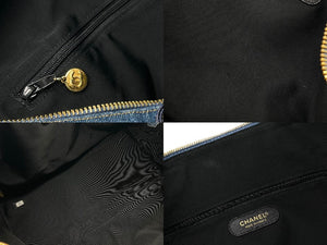CHANEL シャネル ボストンバッグ ショルダーバッグ 4番台 2WAY ココマーク デニム インディゴブルー ゴールド金具 美品 中古 4b000869