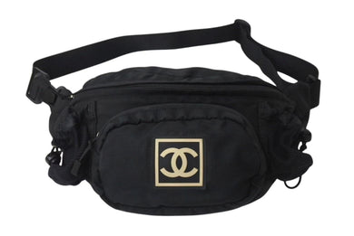 CHANEL シャネル スポーツライン ボディバッグ ショルダーバッグ 8番台 ココマーク ナイロン ブラック シルバー金具 良品 中古 4b000872