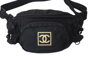 CHANEL シャネル スポーツライン ボディバッグ ショルダーバッグ 8番台 ココマーク ナイロン ブラック シルバー金具 良品 中古 4b000872