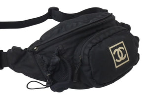 CHANEL シャネル スポーツライン ボディバッグ ショルダーバッグ 8番台 ココマーク ナイロン ブラック シルバー金具 良品 中古 4b000872