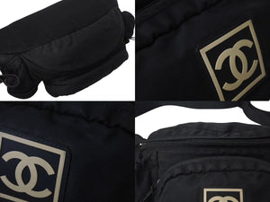CHANEL シャネル スポーツライン ボディバッグ ショルダーバッグ 8番台 ココマーク ナイロン ブラック シルバー金具 良品 中古 4b000872