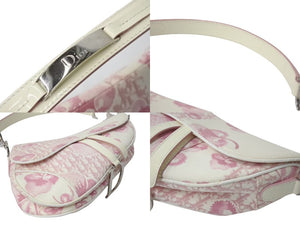 Christian Dior クリスチャンディオール サドルバッグ ワンショルダーバッグ 07RU1014 ピンク エナメル キャンバス 美品 中古 4b000878