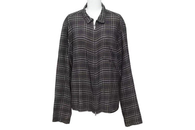 CHROME HEARTS クロムハーツ 長袖ジップアップシャツ サイズL ダガージップ チェック柄 ブラック シルバー925 美品 中古 4b000881