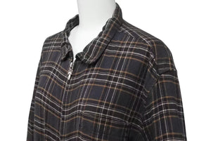 CHROME HEARTS クロムハーツ 長袖ジップアップシャツ サイズL ダガージップ チェック柄 ブラック シルバー925 美品 中古 4b000881