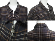 Load image into Gallery viewer, CHROME HEARTS クロムハーツ 長袖ジップアップシャツ サイズL ダガージップ チェック柄 ブラック シルバー925 美品 中古 4b000881