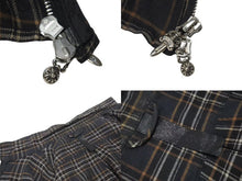 Load image into Gallery viewer, CHROME HEARTS クロムハーツ 長袖ジップアップシャツ サイズL ダガージップ チェック柄 ブラック シルバー925 美品 中古 4b000881