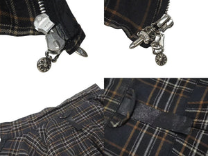 CHROME HEARTS クロムハーツ 長袖ジップアップシャツ サイズL ダガージップ チェック柄 ブラック シルバー925 美品 中古 4b000881