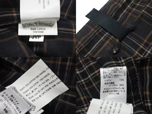 CHROME HEARTS クロムハーツ 長袖ジップアップシャツ サイズL ダガージップ チェック柄 ブラック シルバー925 美品 中古 4b000881