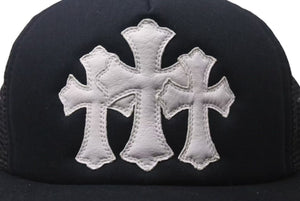 新品未使用 CHROME HEARTS クロムハーツ TRUCKER CAP トラッカーキャップ セメタリークロスパッチ メッシュ ブラック シルバー925 中古 4b000883