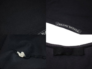 CHROME HEARTS クロムハーツ オールドクロムハーツ リブT 半袖Ｔシャツ コットン ネイビー ホワイト サイズL 良品 中古 4b000887