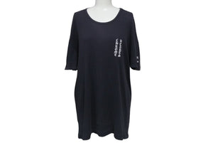 CHROME HEARTS クロムハーツ オールドクロムハーツ リブT 半袖Ｔシャツ コットン ネイビー ホワイト サイズL 良品 中古 4b000887