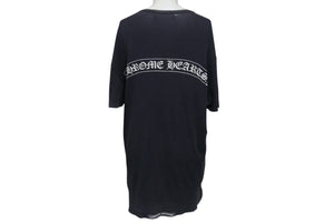 CHROME HEARTS クロムハーツ オールドクロムハーツ リブT 半袖Ｔシャツ コットン ネイビー ホワイト サイズL 良品 中古 4b000887