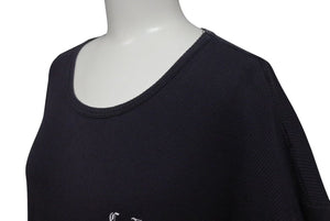 CHROME HEARTS クロムハーツ オールドクロムハーツ リブT 半袖Ｔシャツ コットン ネイビー ホワイト サイズL 良品 中古 4b000887