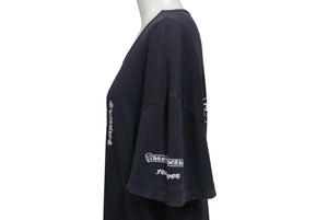 CHROME HEARTS クロムハーツ オールドクロムハーツ リブT 半袖Ｔシャツ コットン ネイビー ホワイト サイズL 良品 中古 4b000887