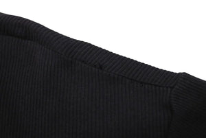 CHROME HEARTS クロムハーツ オールドクロムハーツ リブT半袖Ｔシャツ コットン ネイビー ホワイト サイズL 良品 中古 4b000887 
