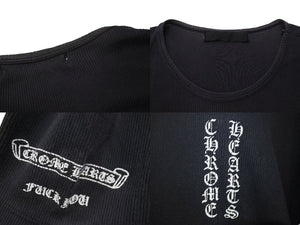 CHROME HEARTS クロムハーツ オールドクロムハーツ リブT 半袖Ｔシャツ コットン ネイビー ホワイト サイズL 良品 中古 4b000887