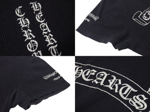 CHROME HEARTS クロムハーツ オールドクロムハーツ リブT 半袖Ｔシャツ コットン ネイビー ホワイト サイズL 良品 中古 4b000887