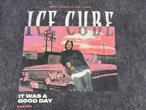 極美品 VINTAGE ヴィンテージ ICE CUBE アイスキューブ半袖Tシャツ IT WAS A GOOD DAY ケミカルウォッシュ ブラック 中古 4b000890 