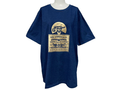 新品同様 Levi's MADE&CRAFTED × Poggy リーバイス ポギー コラボ プリント 半袖Ｔシャツ ネイビー ゴールド コットン サイズL 中古 4b000900