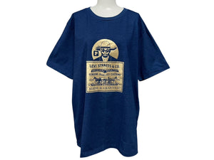 新品同様 Levi's MADE&CRAFTED × Poggy リーバイス ポギー コラボ プリント 半袖Ｔシャツ ネイビー ゴールド コットン サイズL 中古 4b000900
