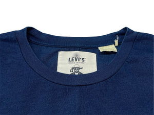 新品同様 Levi's MADE&CRAFTED × Poggy リーバイス ポギー コラボ プリント 半袖Ｔシャツ ネイビー ゴールド コットン サイズL 中古 4b000900