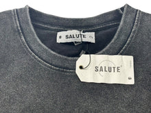 画像をギャラリービューアに読み込む, 未使用 SALUTE サルーテ WASHED FLOWER VINTAGE T-SHIRT ヴィンテージ加工 フラワープリント クルーネックT ブラックシャツ サイズM 中古 4b000905 