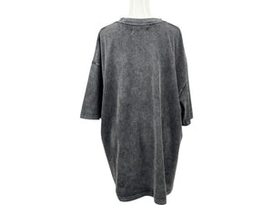 未使用 SALUTE サルーテ WASHED FLOWER VINTAGE T-SHIRT ヴィンテージ加工 フラワープリント クルーネックT ブラックシャツ サイズM 中古 4b000905 