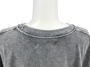 未使用 SALUTE サルーテ WASHED FLOWER VINTAGE T-SHIRT ヴィンテージ加工 フラワープリント クルーネックT ブラックシャツ サイズM 中古 4b000905 