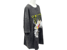 画像をギャラリービューアに読み込む, 未使用 SALUTE サルーテ WASHED FLOWER VINTAGE T-SHIRT ヴィンテージ加工 フラワープリント クルーネックT ブラックシャツ サイズM 中古 4b000905 