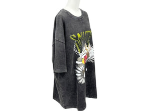未使用 SALUTE サルーテ WASHED FLOWER VINTAGE T-SHIRT ヴィンテージ加工 フラワープリント クルーネックT ブラックシャツ サイズM 中古 4b000905 