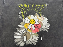 画像をギャラリービューアに読み込む, 未使用 SALUTE サルーテ WASHED FLOWER VINTAGE T-SHIRT ヴィンテージ加工 フラワープリント クルーネックT ブラックシャツ サイズM 中古 4b000905 