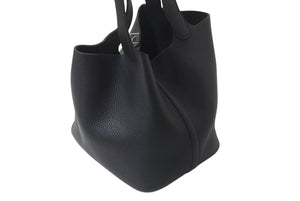 極美品 HERMES エルメス ピコタンロックMM ハンドバッグ X刻印 トリヨンクレマンス ブラック シルバー金具 中古 4b000926