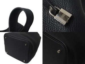 極美品 HERMES エルメス ピコタンロックMM ハンドバッグ X刻印 トリヨンクレマンス ブラック シルバー金具 中古 4b000926