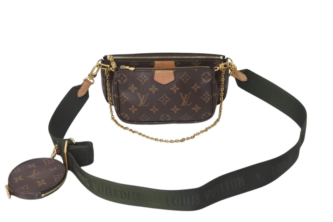 LOUIS VUITTON ルイヴィトン ミュルティポシェット アクセソワール カーキ ショルダーバッグ モノグラム M44813 美品 中古 4b000929