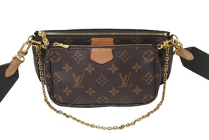 LOUIS VUITTON ルイヴィトン ミュルティポシェット アクセソワール カーキ ショルダーバッグ モノグラム M44813 美品 中古 4b000929