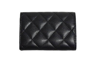 極美品 CHANEL シャネル クラシック スモール フラップ ウォレット マトラッセ IC キャビアスキン グリーン ゴールド金具 中古 4b000931
