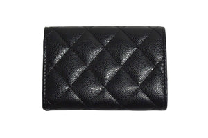極美品 CHANEL シャネル クラシック スモール フラップ ウォレット マトラッセ IC キャビアスキン グリーン ゴールド金具 中古 4b000931