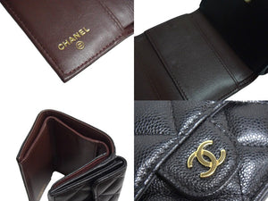 極美品 CHANEL シャネル クラシック スモール フラップ ウォレット マトラッセ IC キャビアスキン グリーン ゴールド金具 中古 4b000931