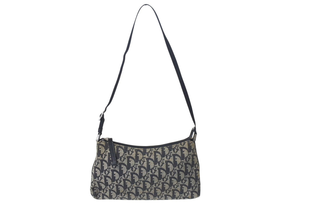 CHRISTIAN DIOR クリスチャン ディオール ディオールトロッター ショルダーバッグ キャンバス 01RU 0044 ブラック 良品 中古 4b000932