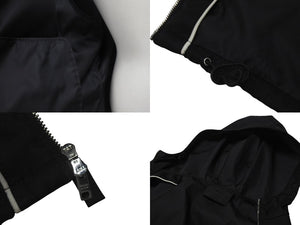 PRADA プラダ ナイロンジャケット トライアングルロゴ フード付き ナイロン ブラック シルバー金具 サイズ46 美品 中古 4b000937