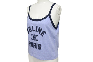 CELINE セリーヌ キャミソール タンクトップ トップス 2X89D485F サイズM トリオンフ ロゴ プリント ブルー 美品 中古 4b000940
