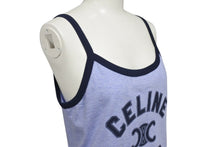 Load image into Gallery viewer, CELINE セリーヌ キャミソール タンクトップ トップス 2X89D485F サイズM トリオンフ ロゴ プリント ブルー 美品 中古 4b000940