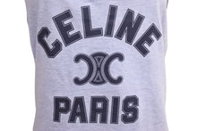 Load image into Gallery viewer, CELINE セリーヌ キャミソール タンクトップ トップス 2X89D485F サイズM トリオンフ ロゴ プリント ブルー 美品 中古 4b000940