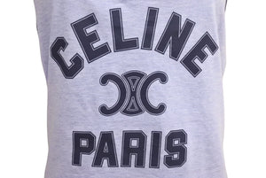 CELINE セリーヌ キャミソール タンクトップ トップス 2X89D485F サイズM トリオンフ ロゴ プリント ブルー 美品 中古 4b000940